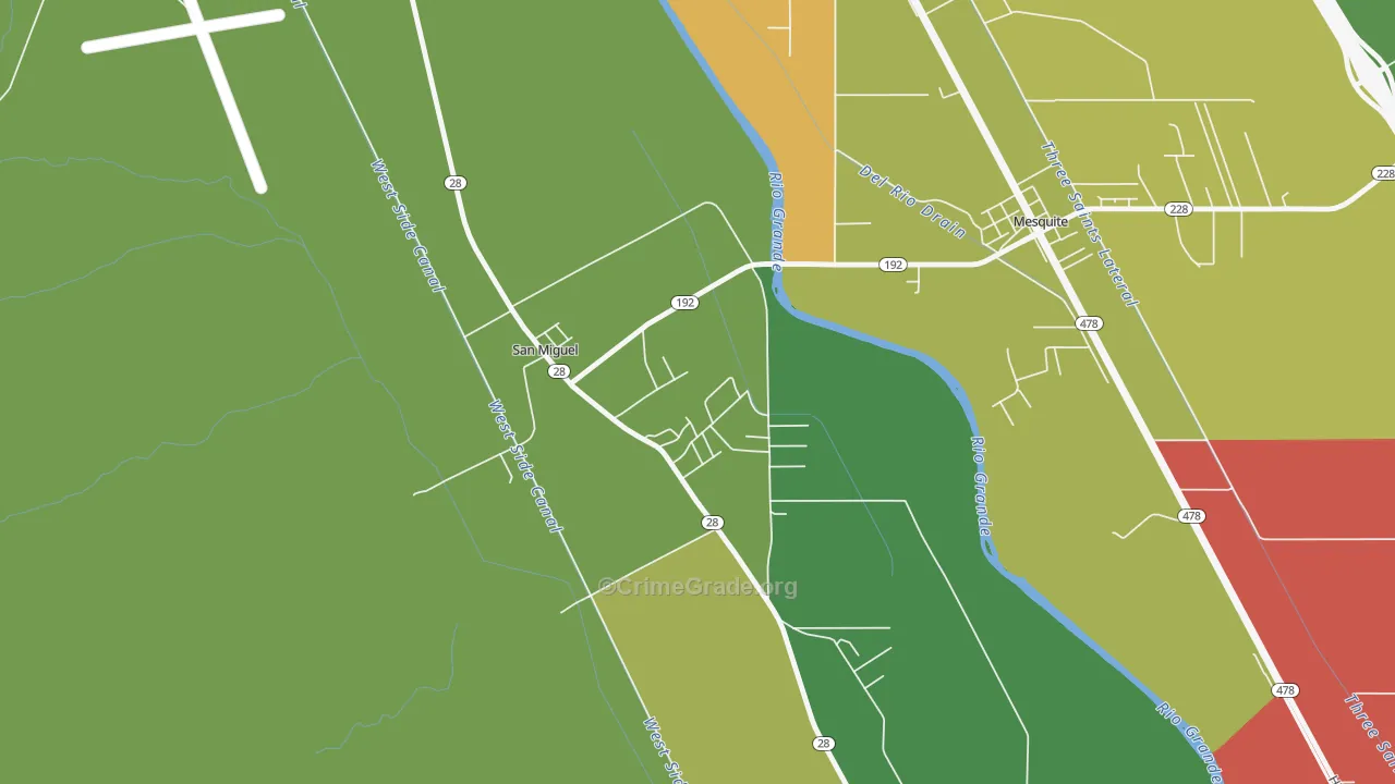 San Miguel, NM Map of Theft Rates