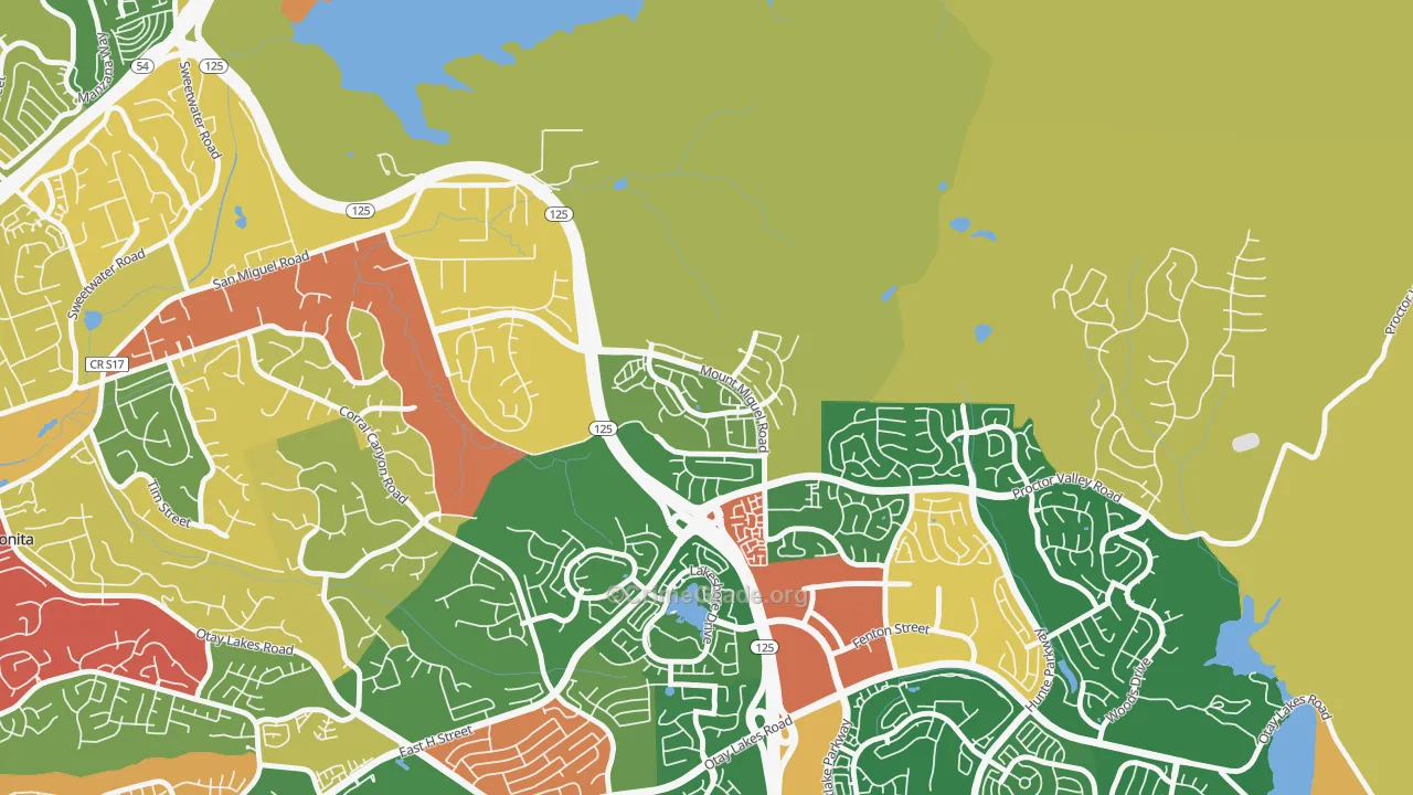 San Miguel Ranch, Chula Vista, CA Map of Theft Rates