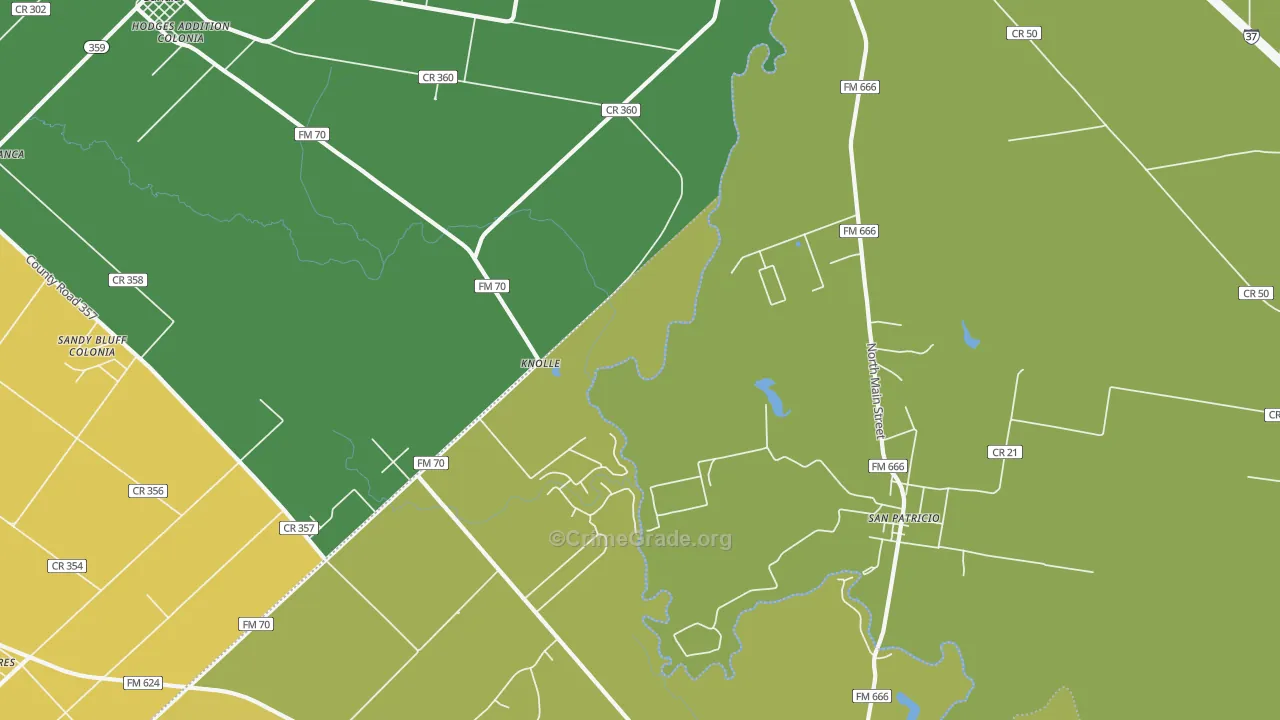 San Patricio, TX Map of Theft Rates