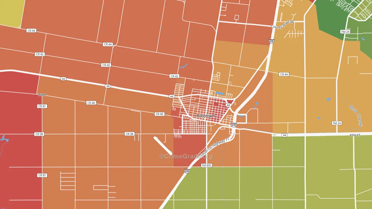 San Pedro, Robstown, TX Map of Theft Rates