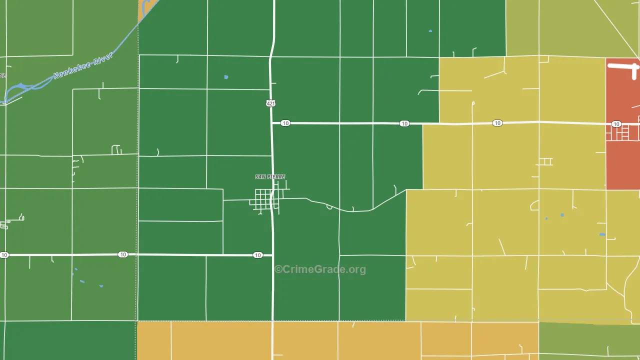 San Pierre, IN Map of Theft Rates