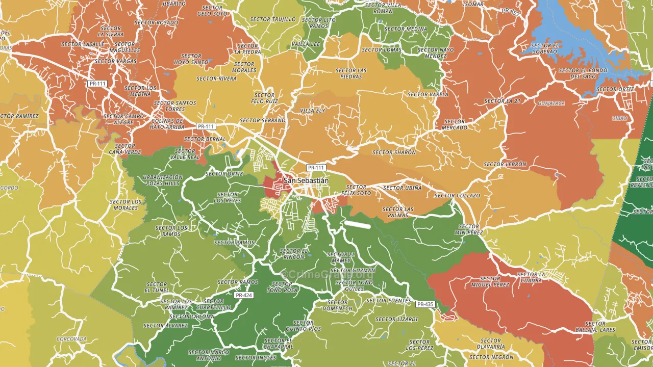 San Sebastian, PR Map of Theft Rates
