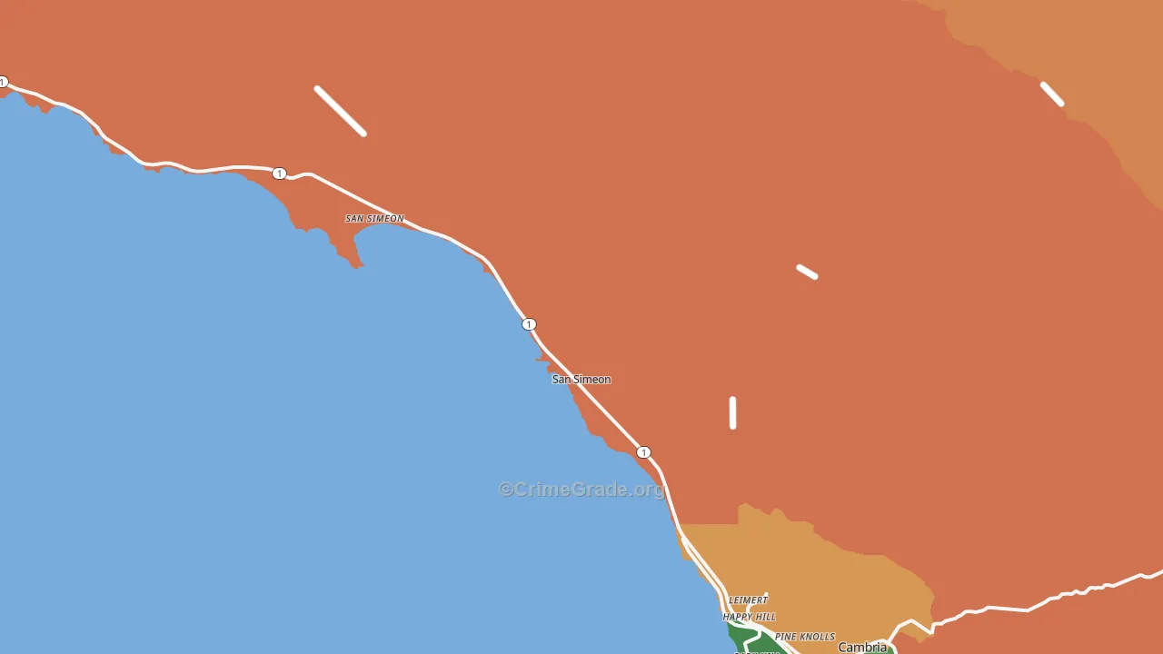San Simeon, CA Map of Theft Rates