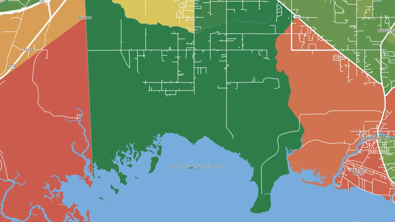 San Souci Beach, AL Map of Theft Rates