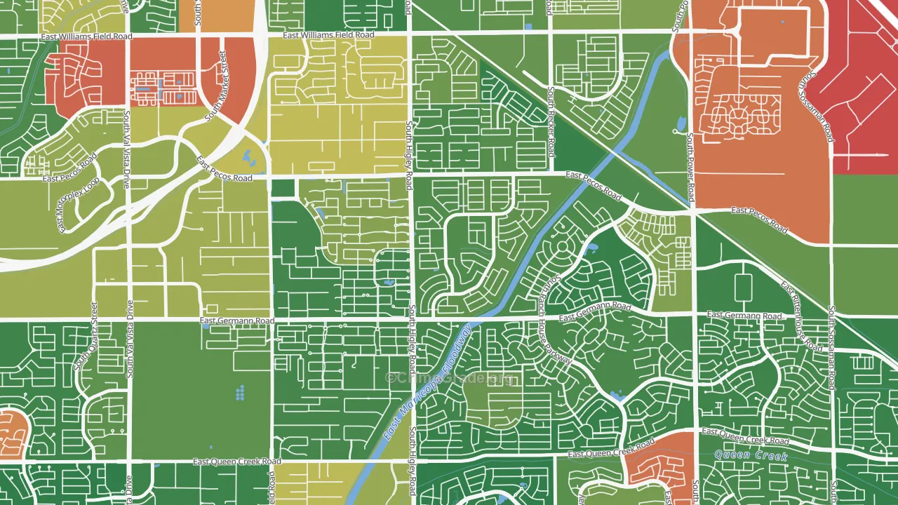 San Tan Ranch, Gilbert, AZ Map of Theft Rates
