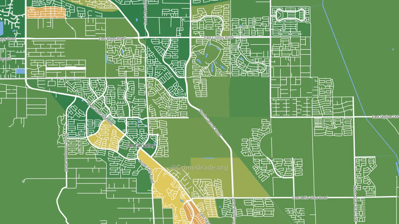 San Tan Valley, AZ Map of Theft Rates