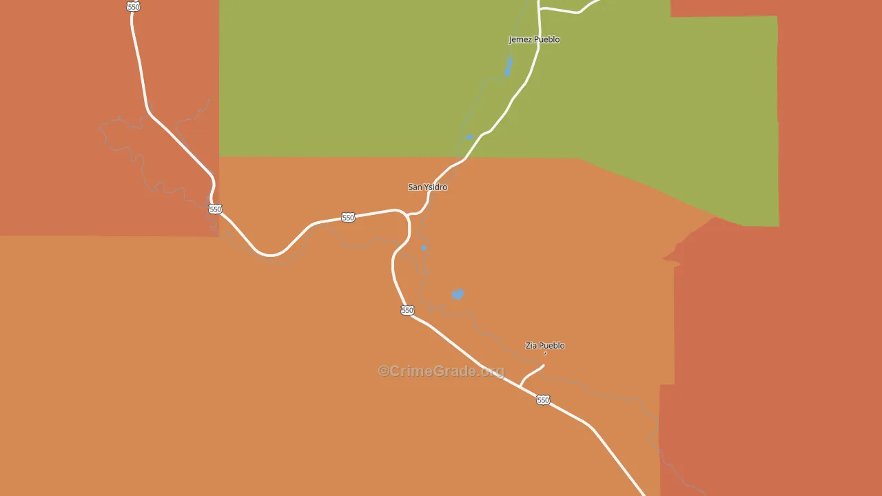 San Ysidro, NM Map of Theft Rates
