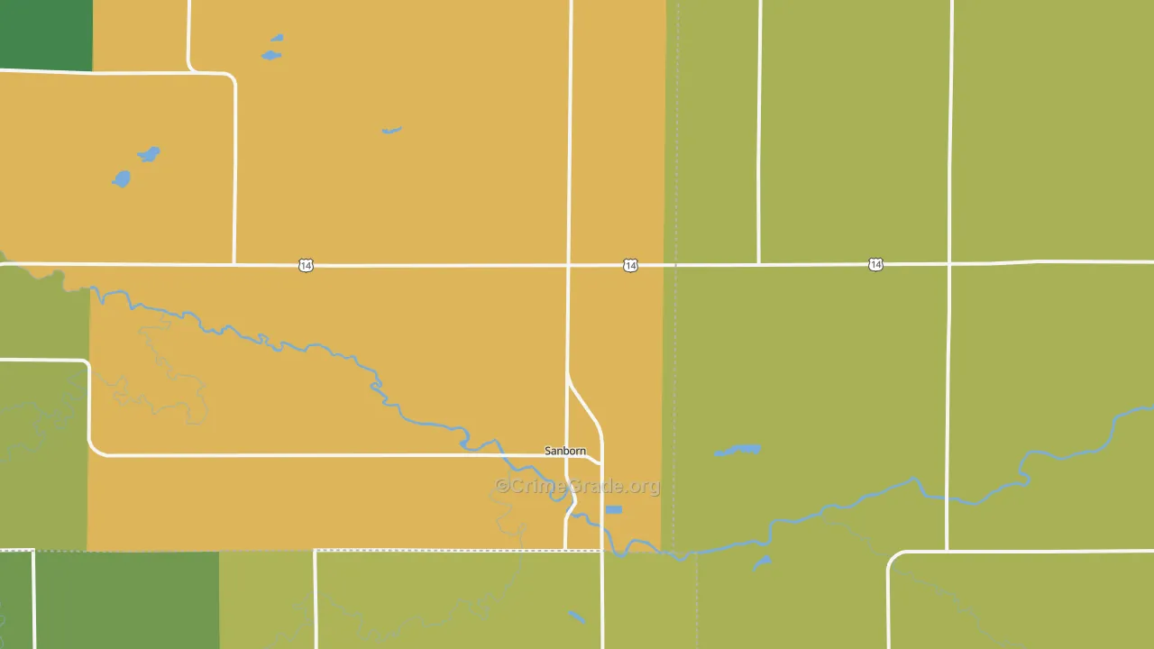 Sanborn, MN Map of Theft Rates