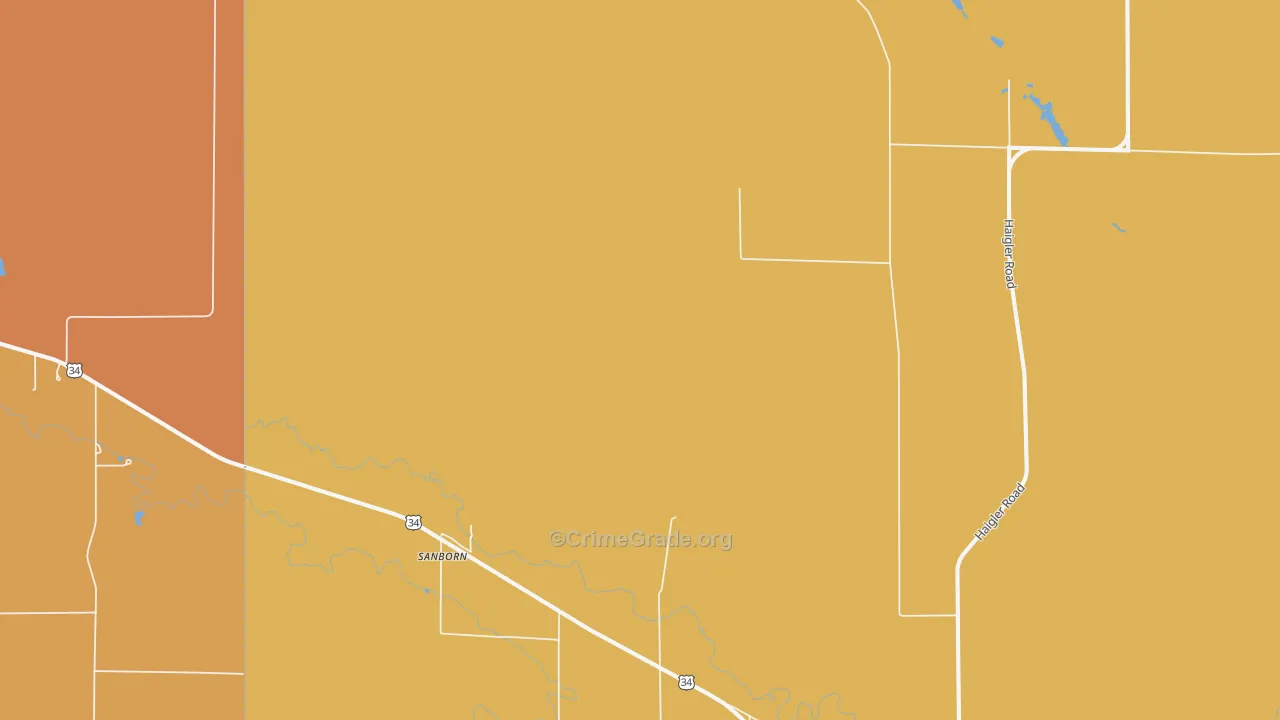 Sanborn, NE Map of Theft Rates