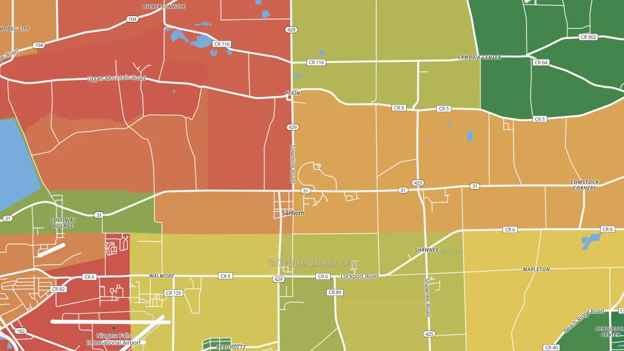 Sanborn, NY Map of Theft Rates