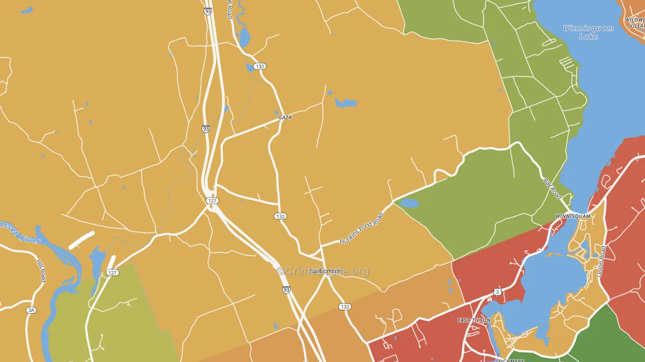 Sanbornton, NH Map of Theft Rates