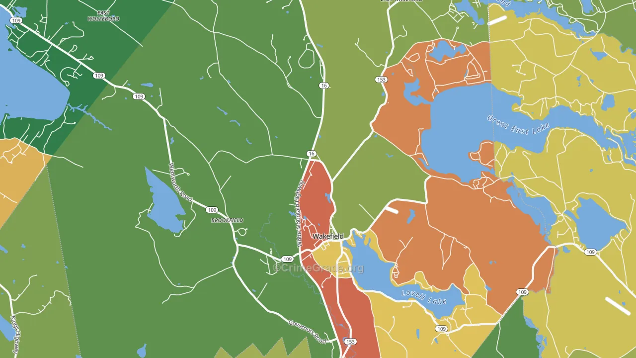 Sanbornville, NH Map of Theft Rates