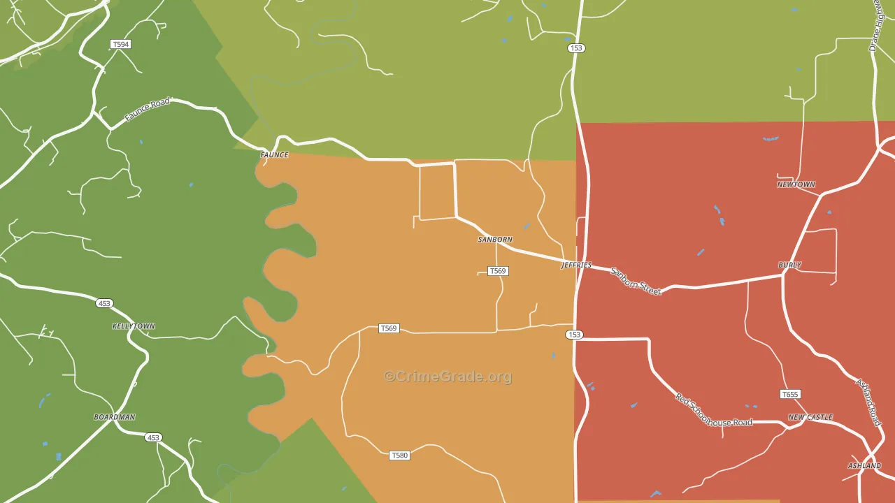 Sanbourn, PA Map of Theft Rates