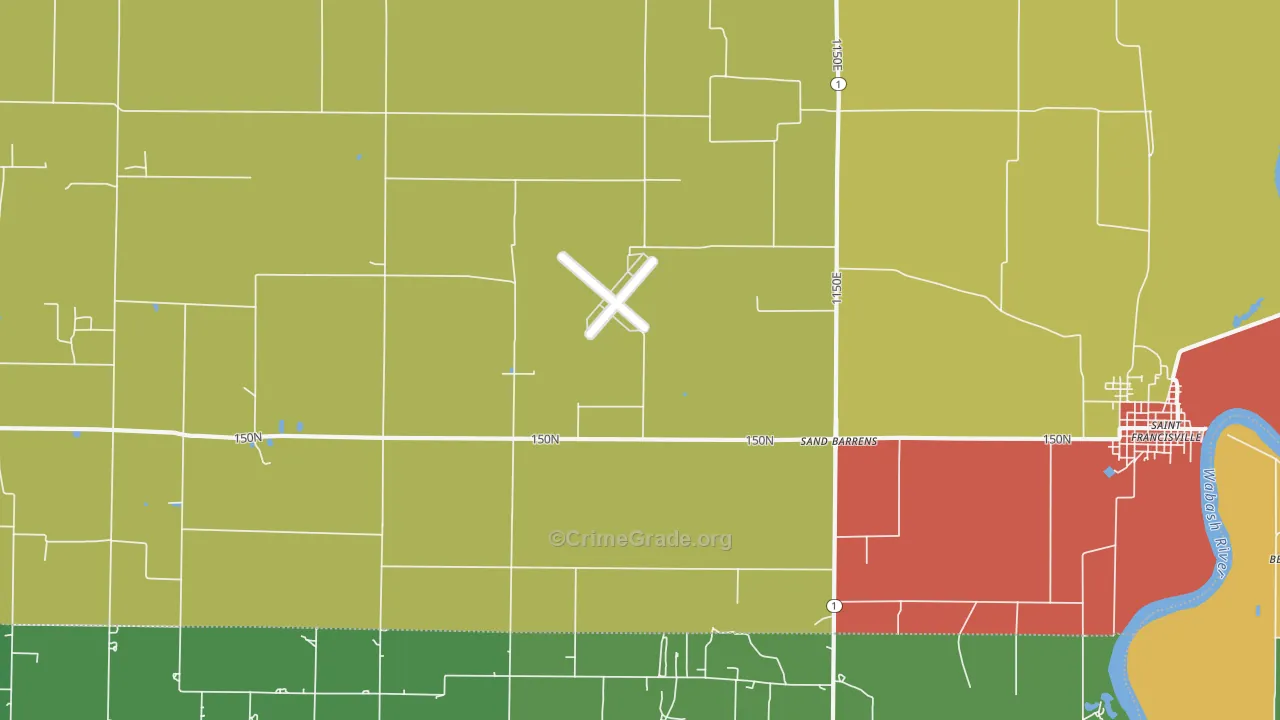 Sand Barrens, IL Map of Theft Rates
