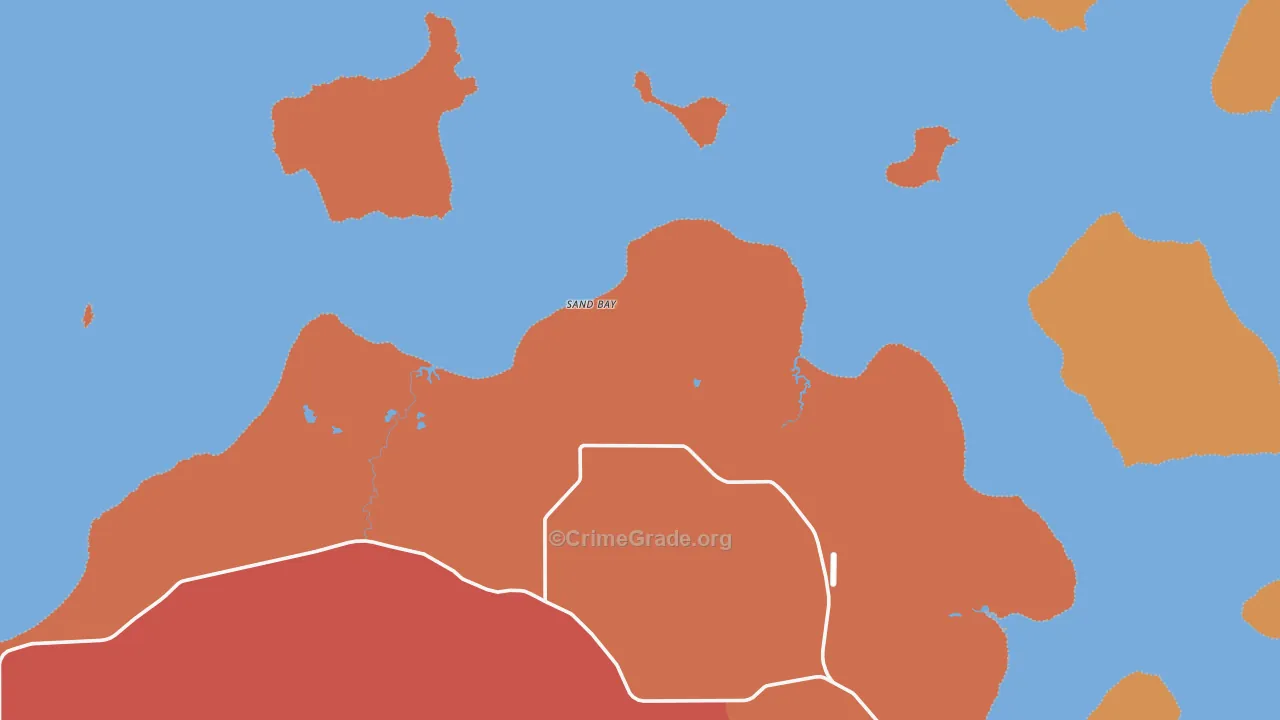 Sand Bay, WI Map of Theft Rates