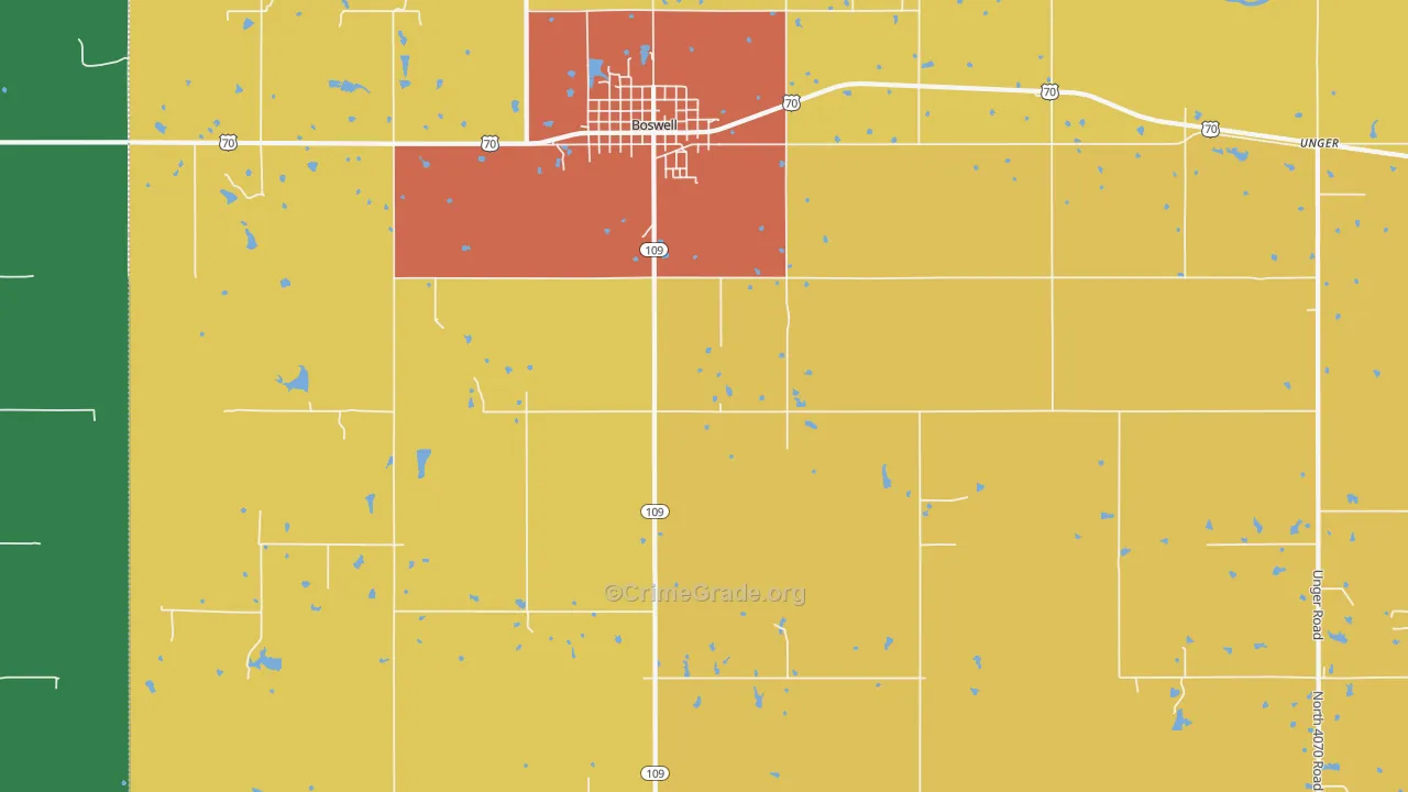 Sand Bluff, OK Map of Theft Rates