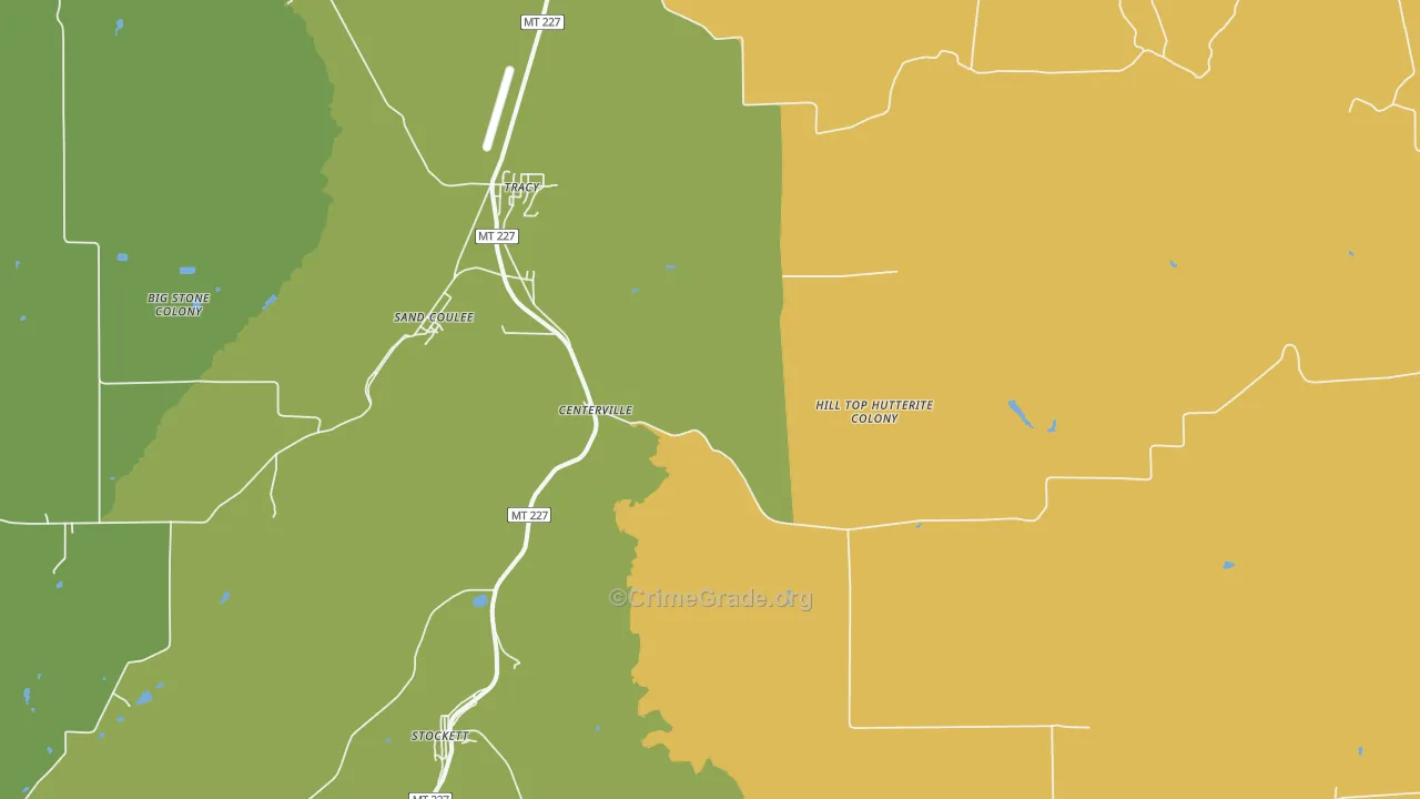 Sand Coulee, MT Map of Theft Rates