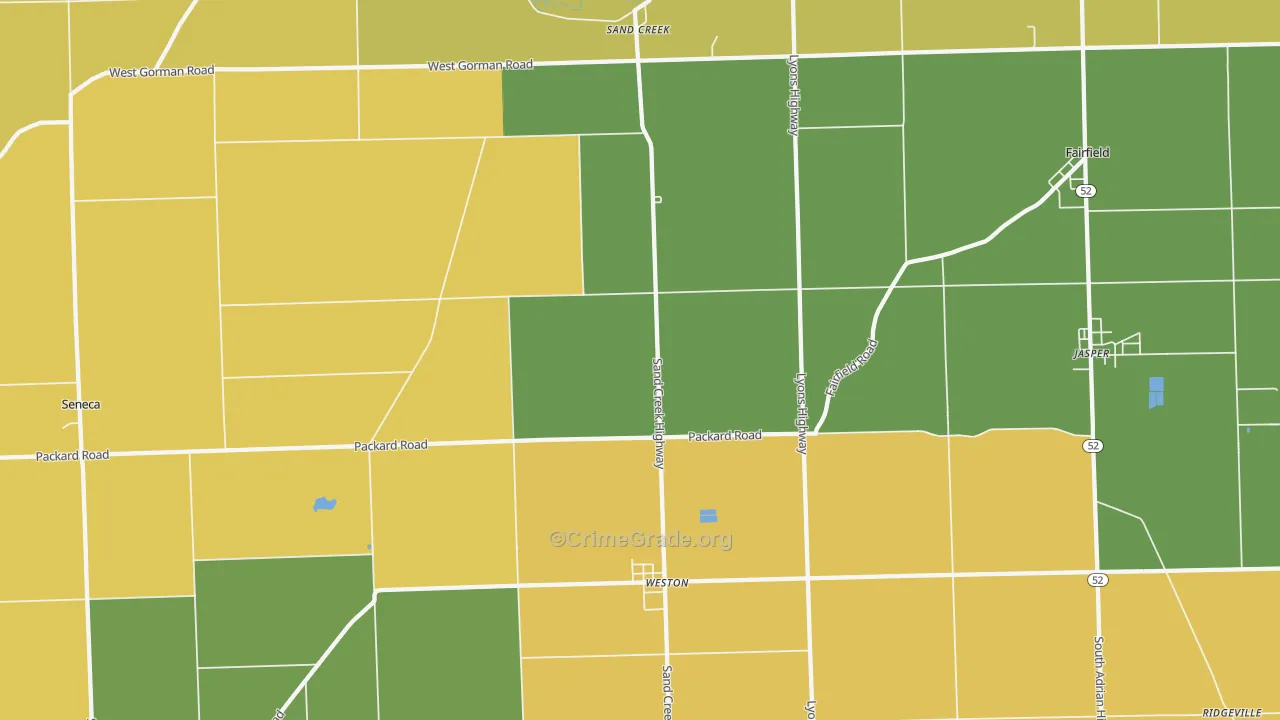 Sand Creek, MI Map of Theft Rates