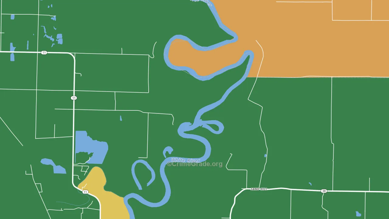 Sand Hill, AR Map of Theft Rates