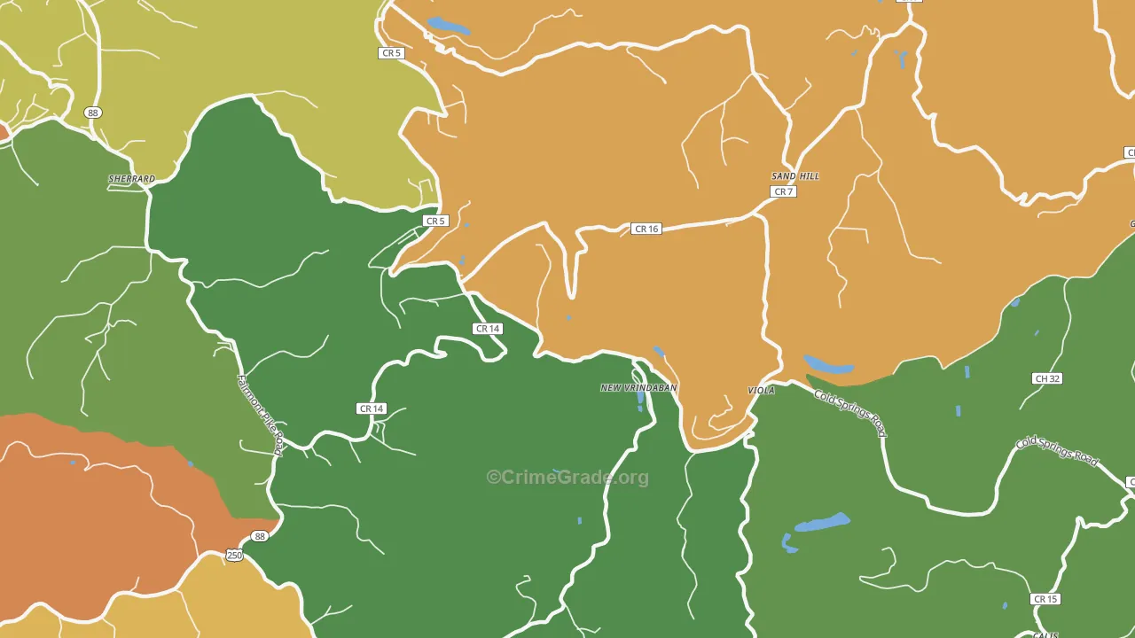 Sand Hill, WV Map of Theft Rates