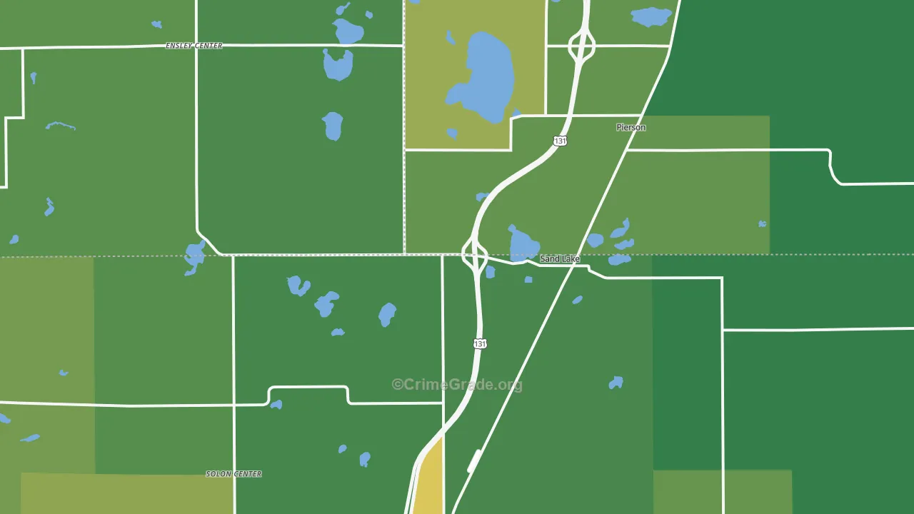 Sand Lake, MI Map of Theft Rates