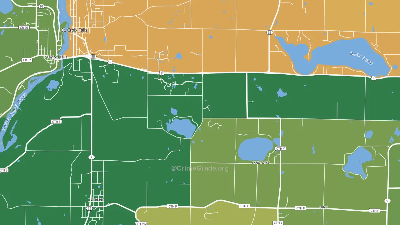Sand Lake, WI Map of Theft Rates