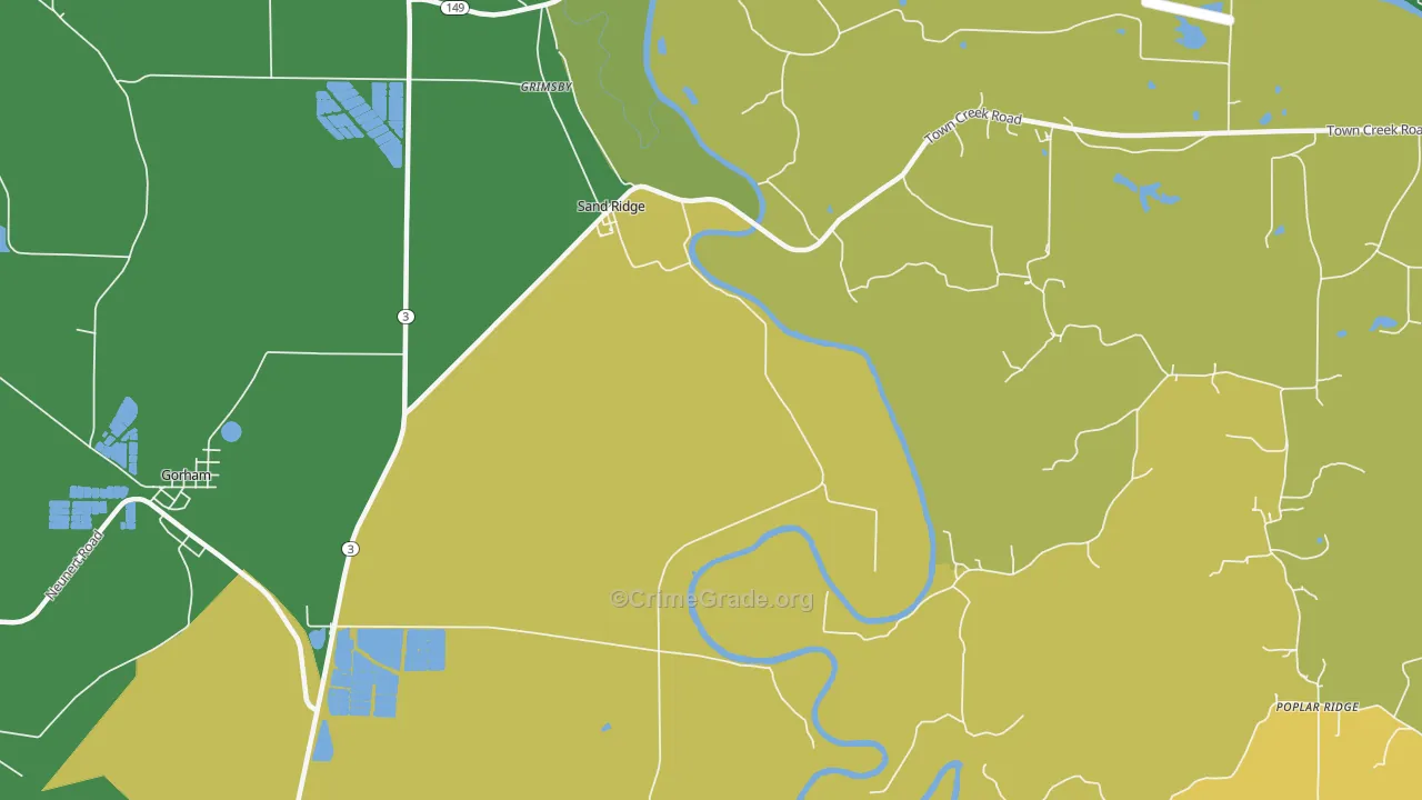 Sand Ridge, IL Map of Theft Rates