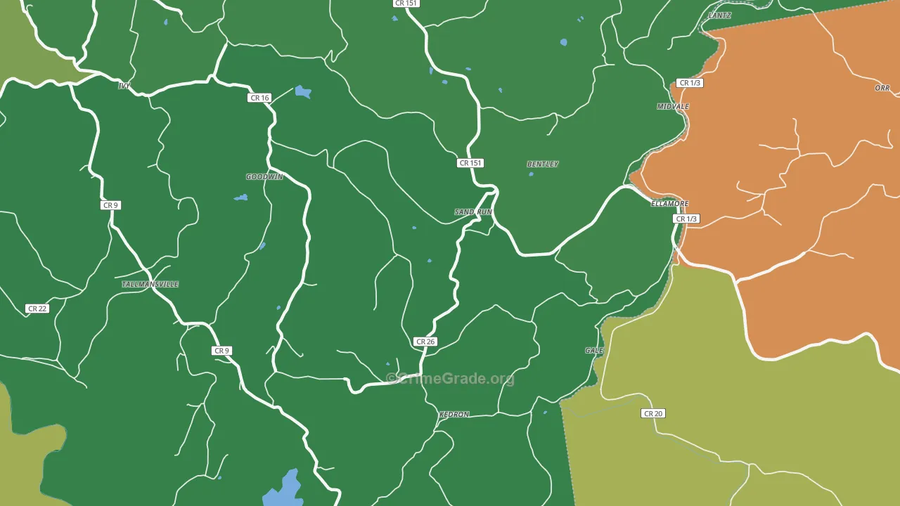 Sand Run, WV Map of Theft Rates