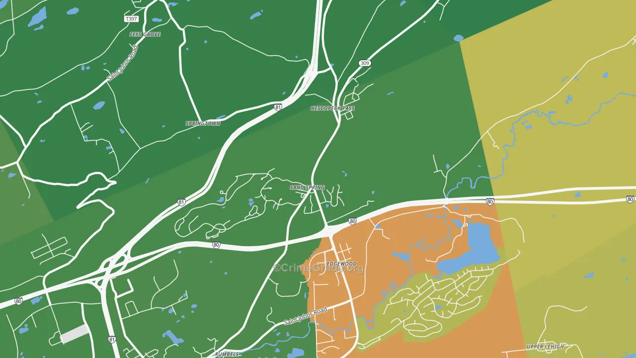 Sand Spring, PA Map of Theft Rates