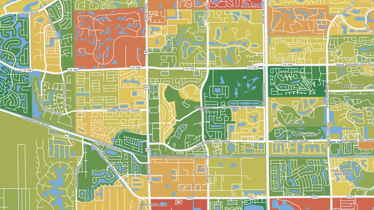 Sandalfoot Cove, Boca Raton, FL Map of Theft Rates