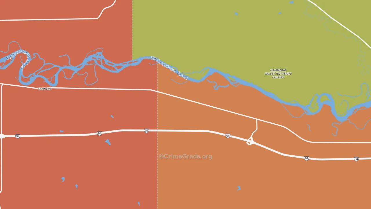 Sanders, MT Map of Theft Rates