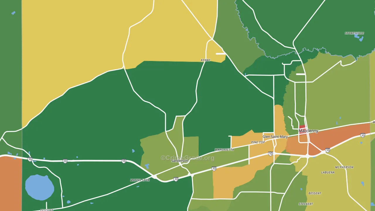 Sanderson, FL Map of Theft Rates