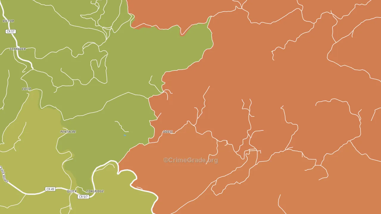 Sanderson, WV Map of Theft Rates