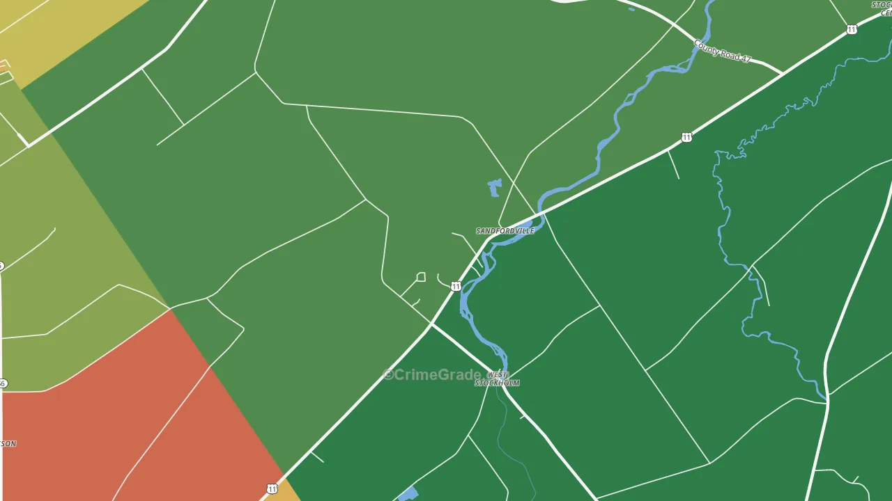 Sandfordville, NY Map of Theft Rates