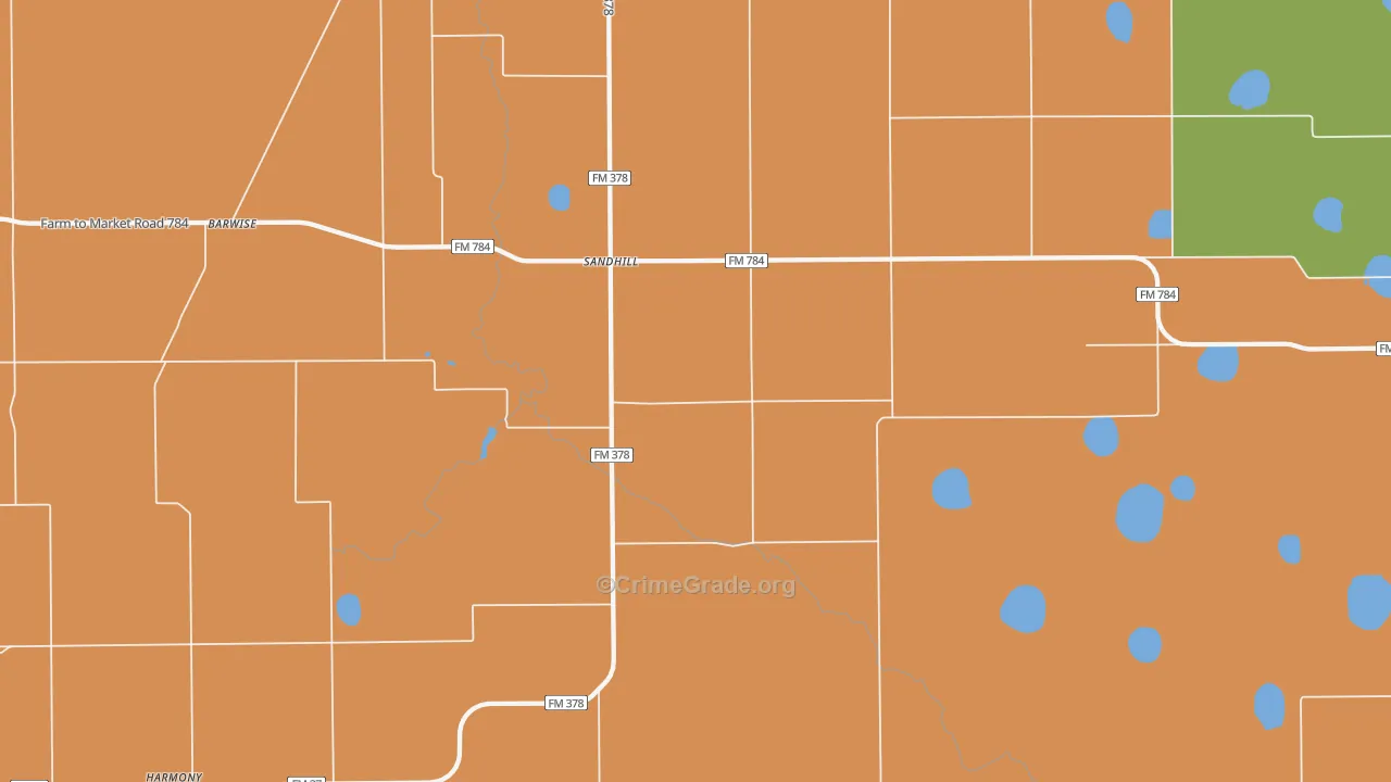 Sandhill, TX Map of Theft Rates