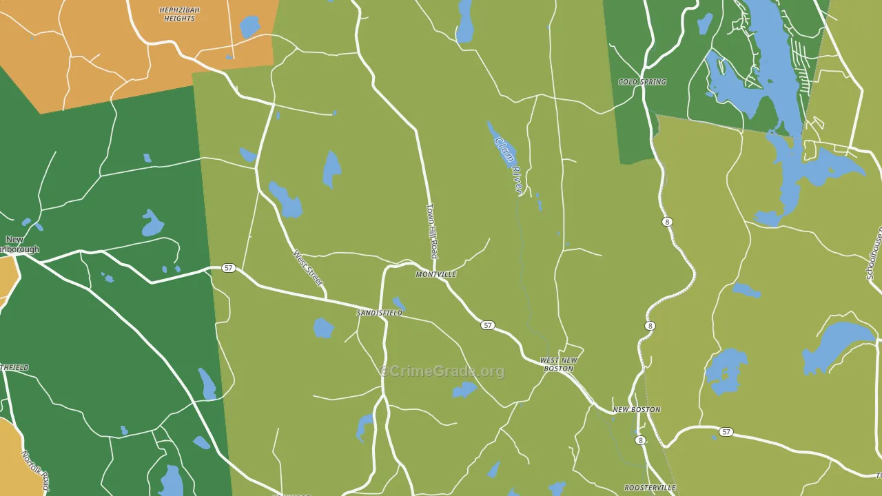 Sandisfield, MA Map of Theft Rates