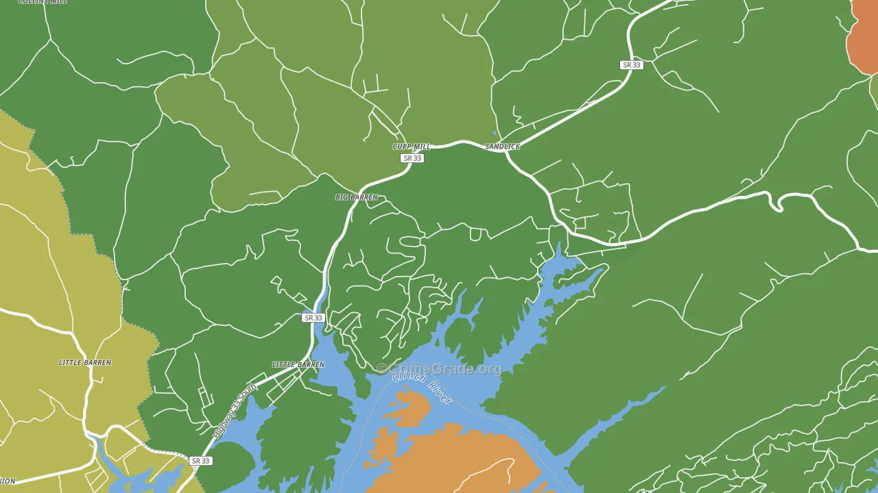 Sandlick, TN Map of Theft Rates