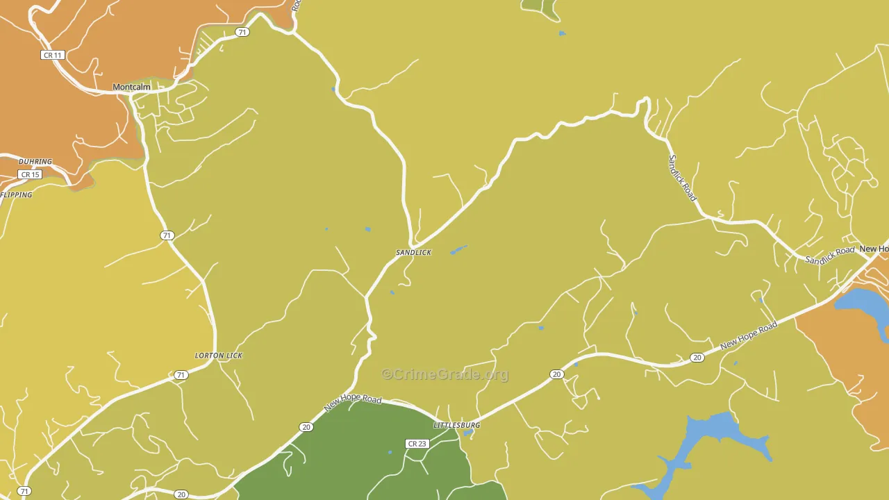 Sandlick, WV Map of Theft Rates