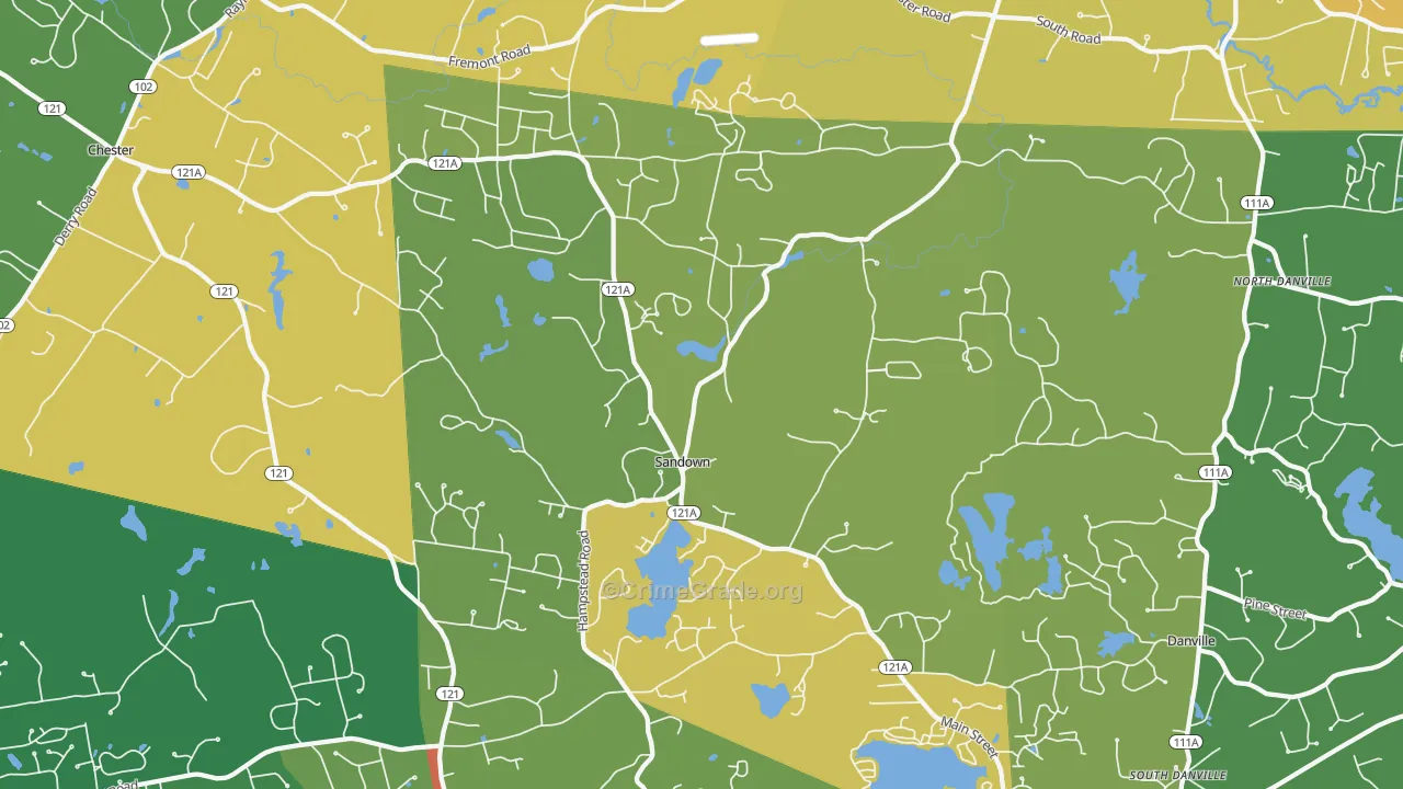 Sandown, NH Map of Theft Rates