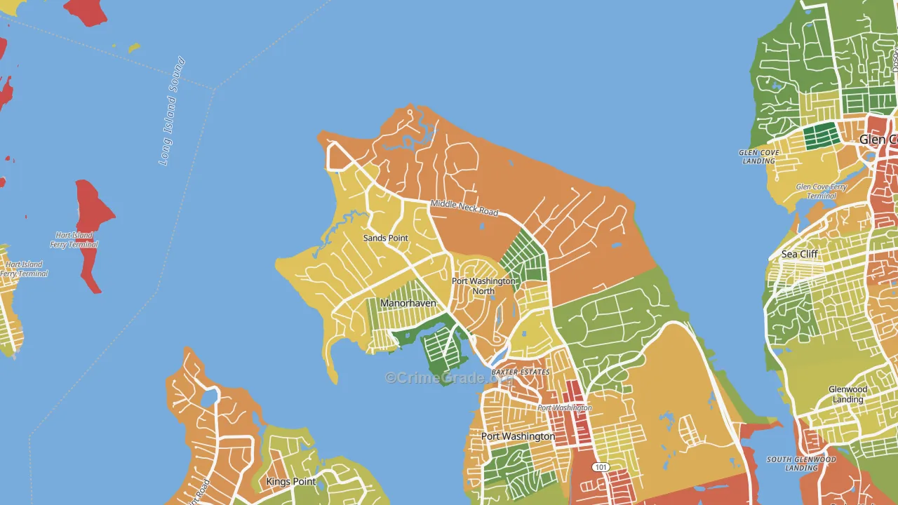 Sands Point, NY Map of Theft Rates