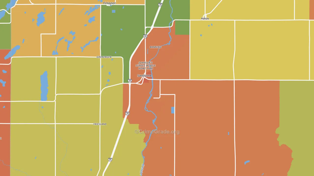Sandstone, MN Map of Theft Rates