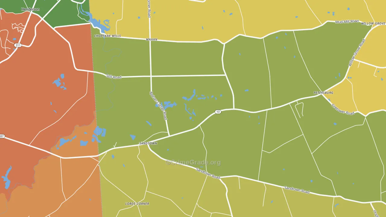 Sandtown, DE Map of Theft Rates