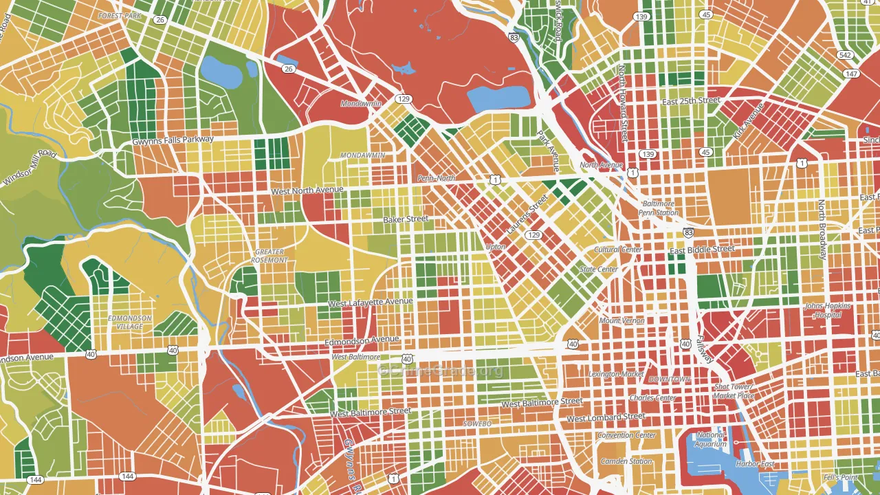 Sandtown-Winchester, Baltimore, MD Map of Theft Rates