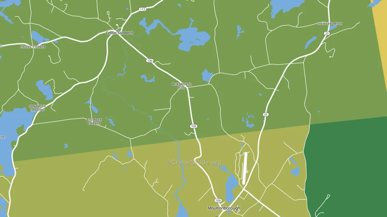 Sandwich, NH Map of Theft Rates