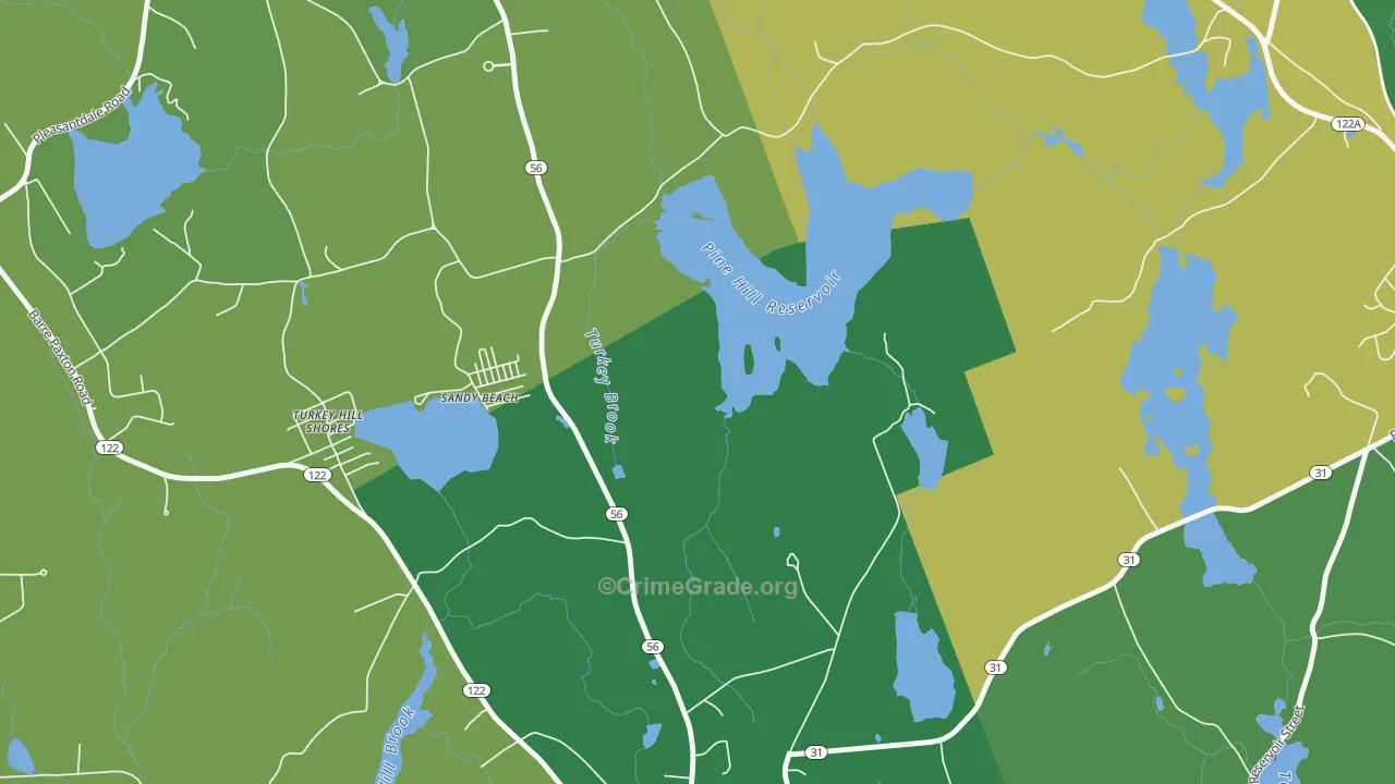 Sandy Beach, MA Map of Theft Rates