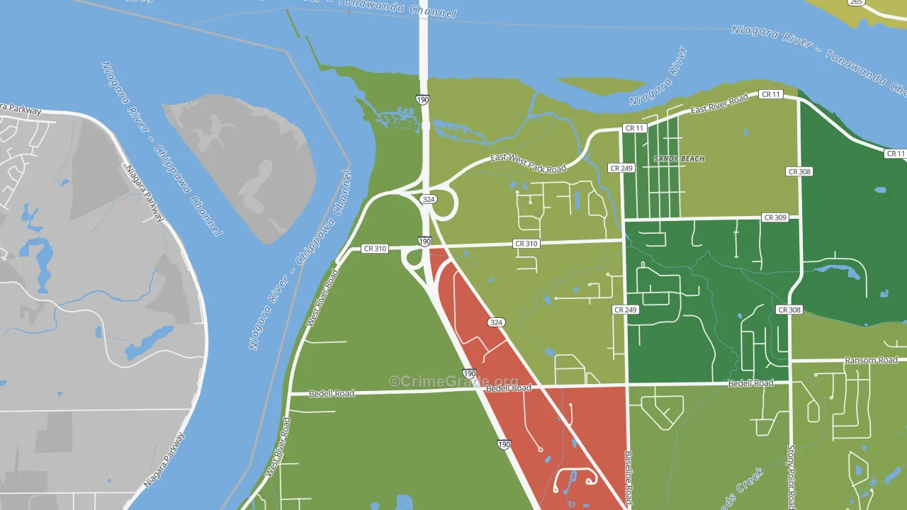 Sandy Beach, NY Map of Theft Rates