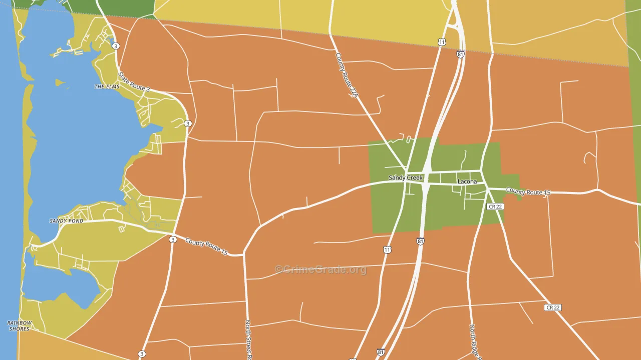 Sandy Creek, NY Map of Theft Rates