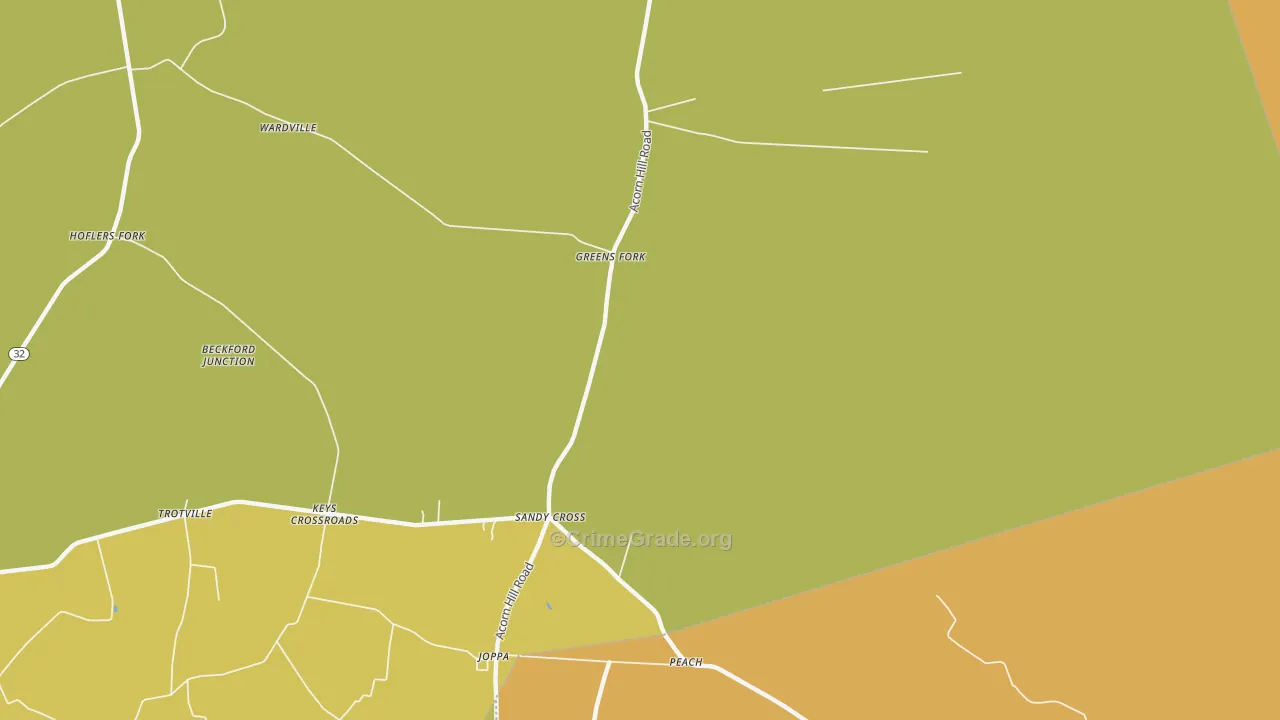 Sandy Cross, NC Map of Theft Rates
