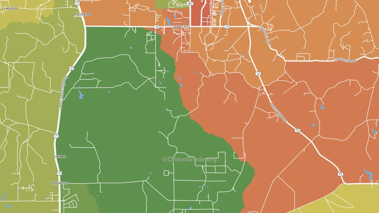 Sandy Hill, LA Map of Theft Rates