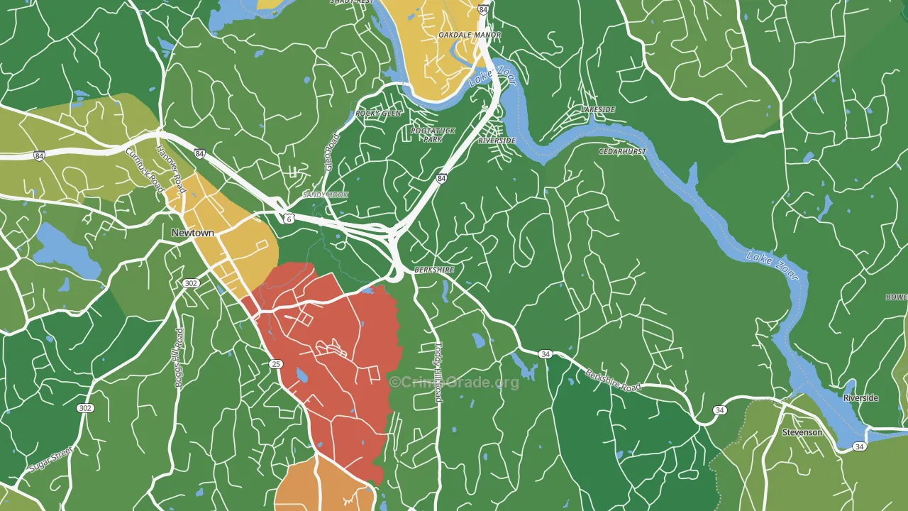 Sandy Hook, CT Map of Theft Rates